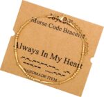 JoycuFF Inspirational Morse Code Bracelets for Women Silver Beads Jewelry Encouragement Mantra Gifts for Her
