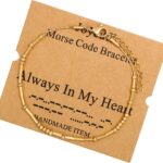 JoycuFF Inspirational Morse Code Bracelets for Women Silver Beads Jewelry Encouragement Mantra Gifts for Her