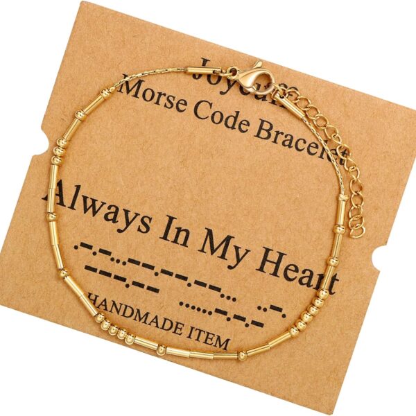 JoycuFF Inspirational Morse Code Bracelets for Women Silver Beads Jewelry Encouragement Mantra Gifts for Her