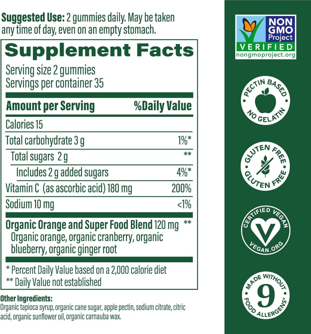 MegaFood C Defense Daily Immune Support Supplement - Chewable Vitamin C Gummies, Tangy Citrus Flavor, Made with Real Food Like Orange & Cranberry, Vegan, Gluten-Free - 70 Gummy Vitamins, 35 Servings - Image 2