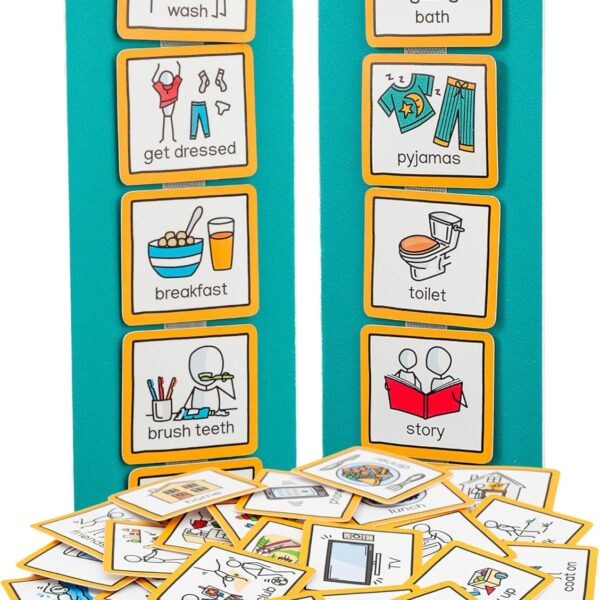 Visual Schedule For Home Super Durable Visual Wall Planner Daily Routine Chart for Kids by Create Visual Aids for autism, adhd, aspergers, send, speech and language delay