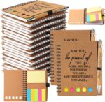 Chuangdi 100 Sets Employee Appreciation Thank You Gifts Inspirational Spiral Notebook Journal with Sticky Note Notepad Motivational Bamboo Pen Bulk for Nurse Teacher Volunteer Team Coworker