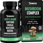 DMoose Fitness Lions Mane Mushroom Complex, 5 in 1 Adaptogenic Blend - Lionsmane, Chaga, Maitake, Shiitake & Reishi Extract Capsules - Nootropic Mushroom Supplement for Memory, Focus & Immune Support