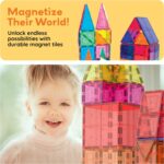 PicassoTiles Magnetic Tiles 60pcs Kids Toys Classroom Sensory Toy for Toddlers STEM Learning Building Blocks, Montessori Pretend Play Magnet Tile Construction Stacking Block Boys Girls Ages 3+ PT60 - Image 6