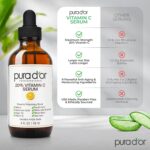 PURA D'OR 20% Vitamin C Serum 4 Oz - Lightweight Maximum Strength Formula - Retinol, Hyaluronic Acid, Ferulic Acid - Professional Grade Treatment For Face & Eyes, Wrinkles - Men & Women - Image 6