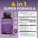 Viva Naturals Elderberry with Vitamin C and Zinc (120 Capsules) - 1000mg Sambucus Elderberry Immune Support Supplement, Black Elderberry Capsules for Adults, Elderberry Vitamins - 2 Months Supply - Image 2