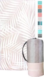 Wanderlight Microfiber Travel Towel – Quick Dry, Compact, Lightweight, Sand Free, Eco-conscious – Perfect for Beach, Camping, Backpacking, Sports, Gym, Yoga (Blush Palms, Large)