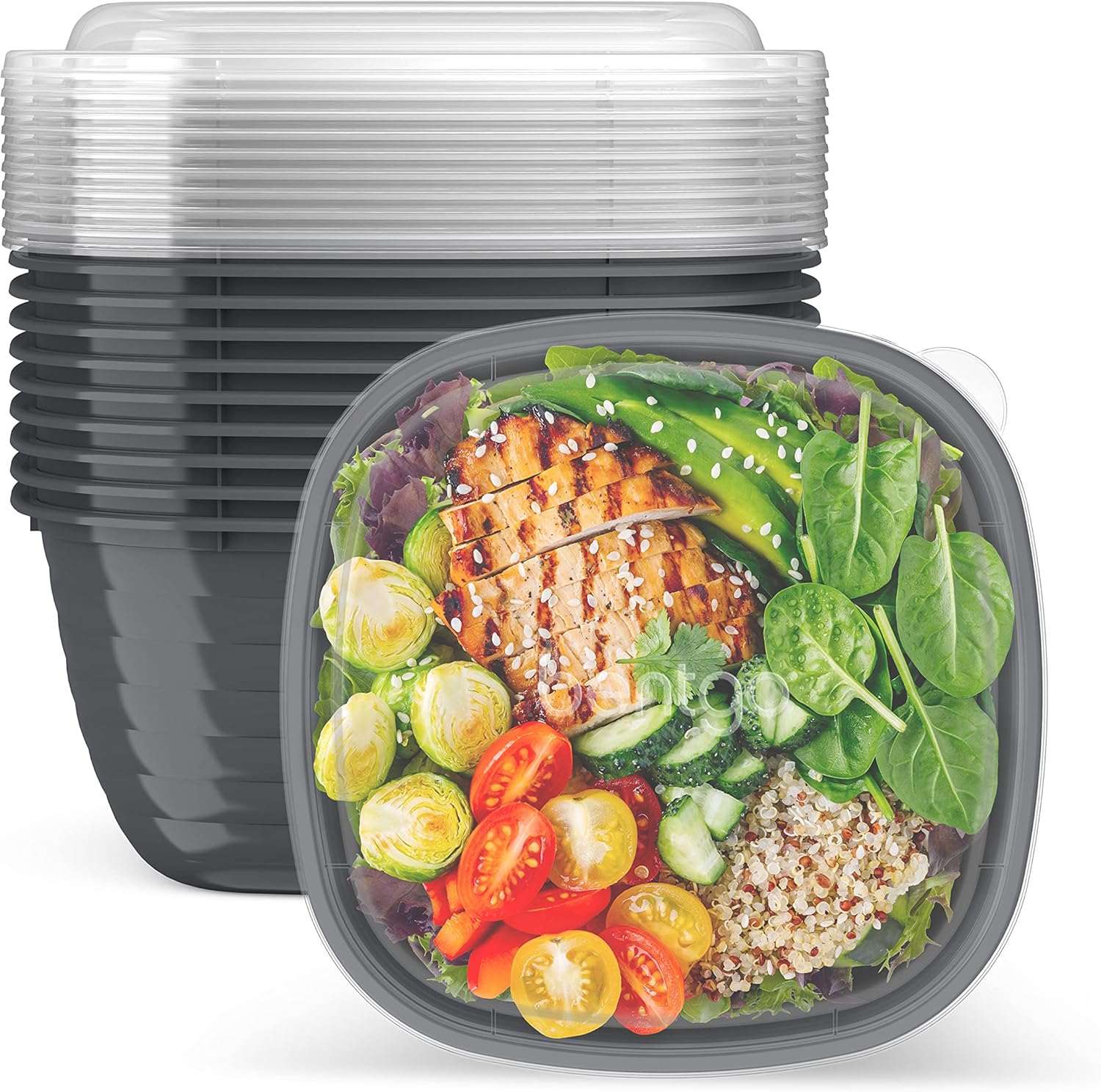 81IXJ2mgINL._AC_SL1500_.jpg Bentgo Prep - 1-Compartment Bowls with Custom Fit Lids - Reusable, Microwaveable, Durable BPA-Free, Freezer and Dishwasher Safe Meal Prep Food Storage Containers - 10 Bowls & 10 Lids (Graphite) - Image 1