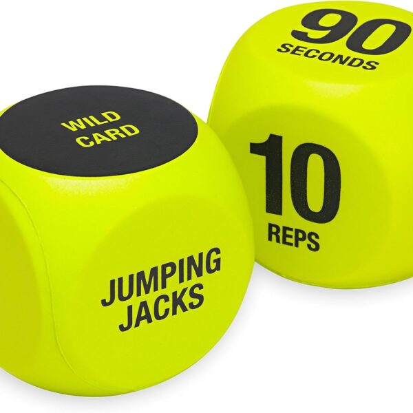 SPRI Exercise Dice (6-Sided) - Game for Group Fitness & Exercise Classes - Includes Push Ups, Squats, Lunges, Jumping Jacks, Crunches & Wildcard (Includes Carrying Bag)