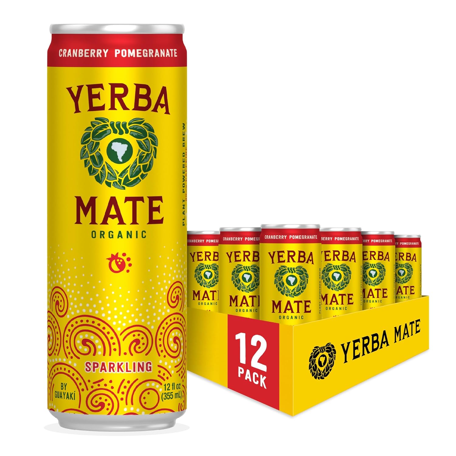 81Ijg3AVP2L._SL1500_.jpg Guayakí Yerba Mate, Organic Sparkling Energy Drink Alternative, Cranberry Pomegranate, 80mg Natural Plant Based Caffeine, Smooth Energy & Focus, Carbonated, 12 Oz (Pack of 12) (Packaging May Vary) - Image 1