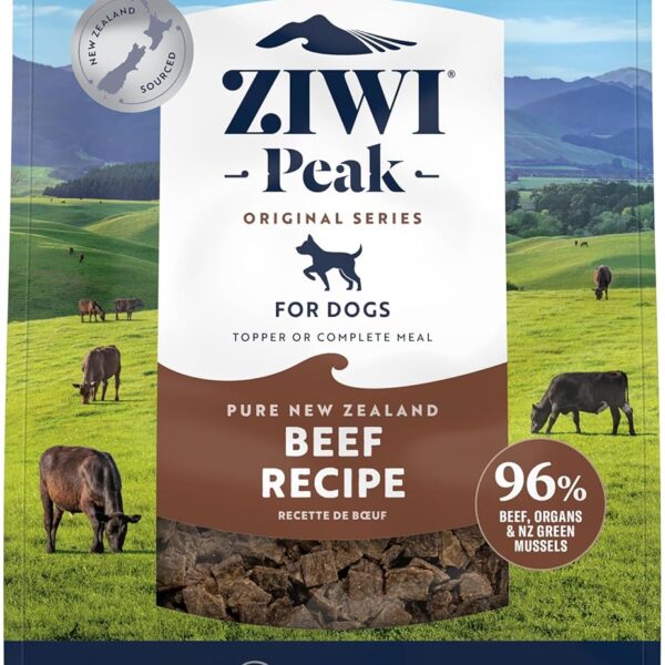 ZIWI Peak Air-Dried Dog Food – Beef - All Natural, High Protein, Grain Free, Limited Ingredient w/ Superfoods (16oz)