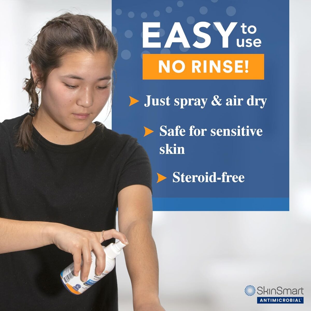 SkinSmart Antimicrobial Eczema Therapy with Hypochlorous Acid, Removes Bacteria so Skin Can Heal, for Adults, Kids and Seniors, 8 Ounce Clear Spray - Image 3