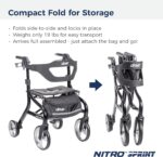 Drive Medical Nitro Sprint Foldable Rollator Walker with Seat, Standard Height Lightweight Rollator with Large Wheels, Folding Rolling Walker, Walker Rollator with Seat, Black - Image 7