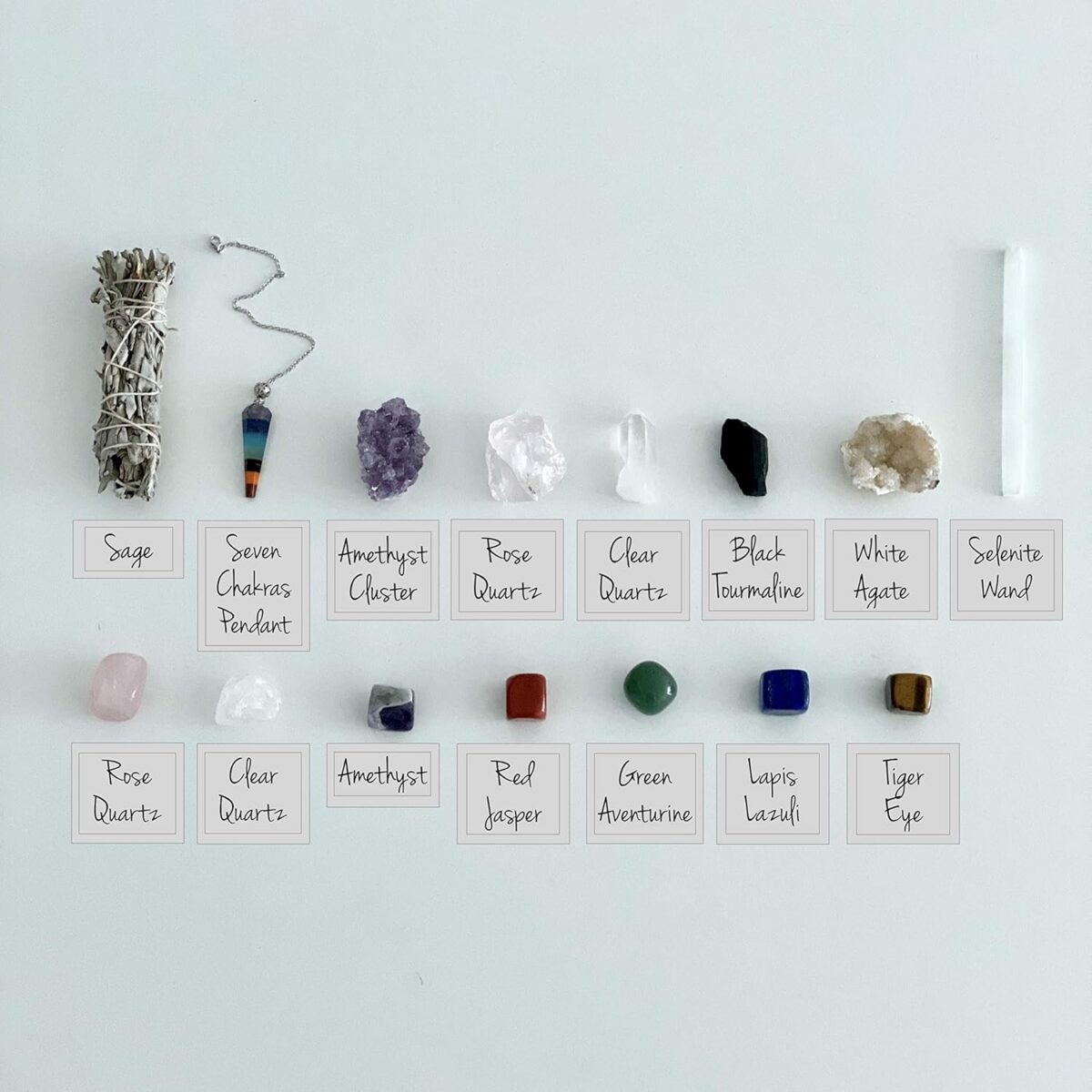Healing Crystals Kit - Chakra Stones Crystal Starter Set | Sage Smudge Kit and Relaxation Candle | Protection + Meditation with Wooden Reiki Box for Gifts - Image 5