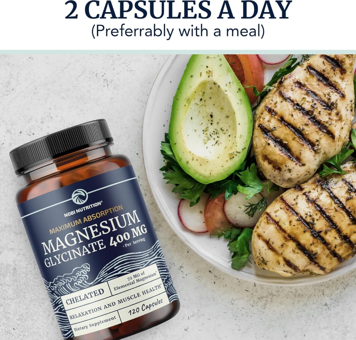 Magnesium Glycinate 400mg | High Absorption Formula for Sleep, Calm, Muscle Relaxation, Heart, Bone & Nerve Support for Women & Men | Chelated Magnesium Glycinate Supplement | 120 Ct (2 Month Supply) - Image 6