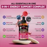 USDA Organic Vitamin B-Complex B5 Pantothenic Acid | B12 Methylcobalamin | B1 Thiamine | B6 Pyridoxine | B7 Biotin | B9 Folic | B3 Niacinamide - B Complex Liquid Drops, Made in USA Supplement, 2fl oz - Image 5