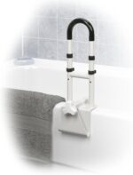Drive Medical Adjustable Bathtub Grab Bar & Bathtub Safety Rail, White - Image 2