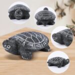 Handcrafted Natural Stone Turtle Statue, 3.5“ Mini Stone Turtle Ornament, Chinese Feng Shui Stone Sculpture for Home Office Decor, Cute Garden Stone Carving Turtle Meaningful Good Lucky Gift - Image 3