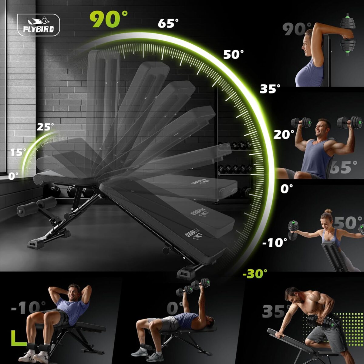FLYBIRD Weight Bench, Adjustable Strength Training Bench for Full Body Workout with Fast Folding-New Version - Image 5