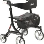 Drive Medical 10266HD-BK Nitro Heavy Duty Foldable Rollator Walker with Seat, Black