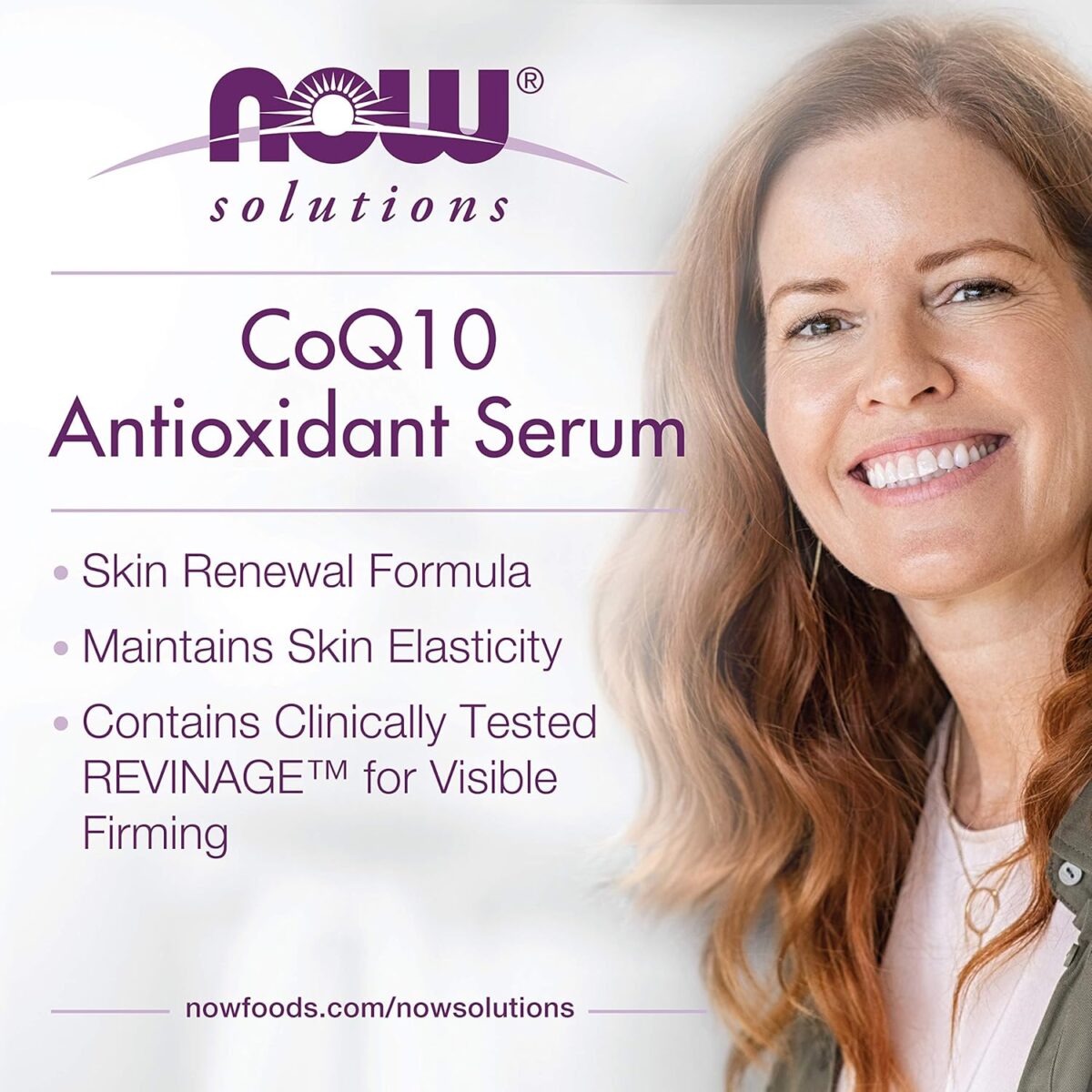 NOW Foods Solutions, CoQ10 Antioxidant Serum, with Clinically Tested REVINAGE™ for Collagen Support, Visible Firming, 1-Ounce - Image 4