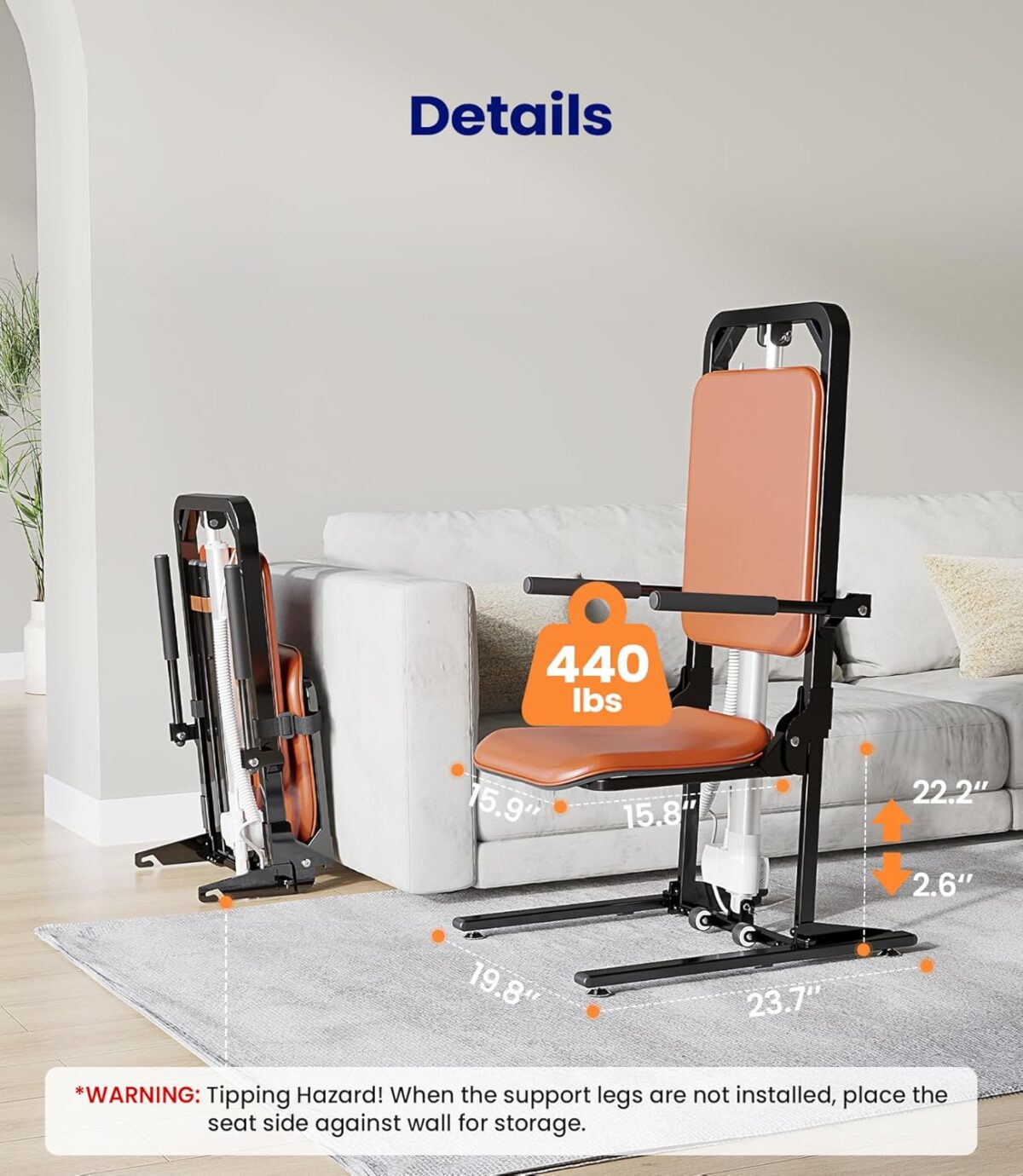 MAIDeSITe Electric Floor Lift, Preassembled Heavy Duty Lift Chairs, Fall Assist Devices Help You Get Up from Floor, Lift Elderly from Floor, Support Up to 440 LBS, FSA HSA Eligible, AX05 - Image 7