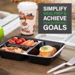 Ez Prepa [20 Pack] 32oz 3 Compartment Meal Prep Containers with Lids - Bento Box - Plastic - Stackable, Reusable, Microwaveable & Dishwasher Safe - Image 2