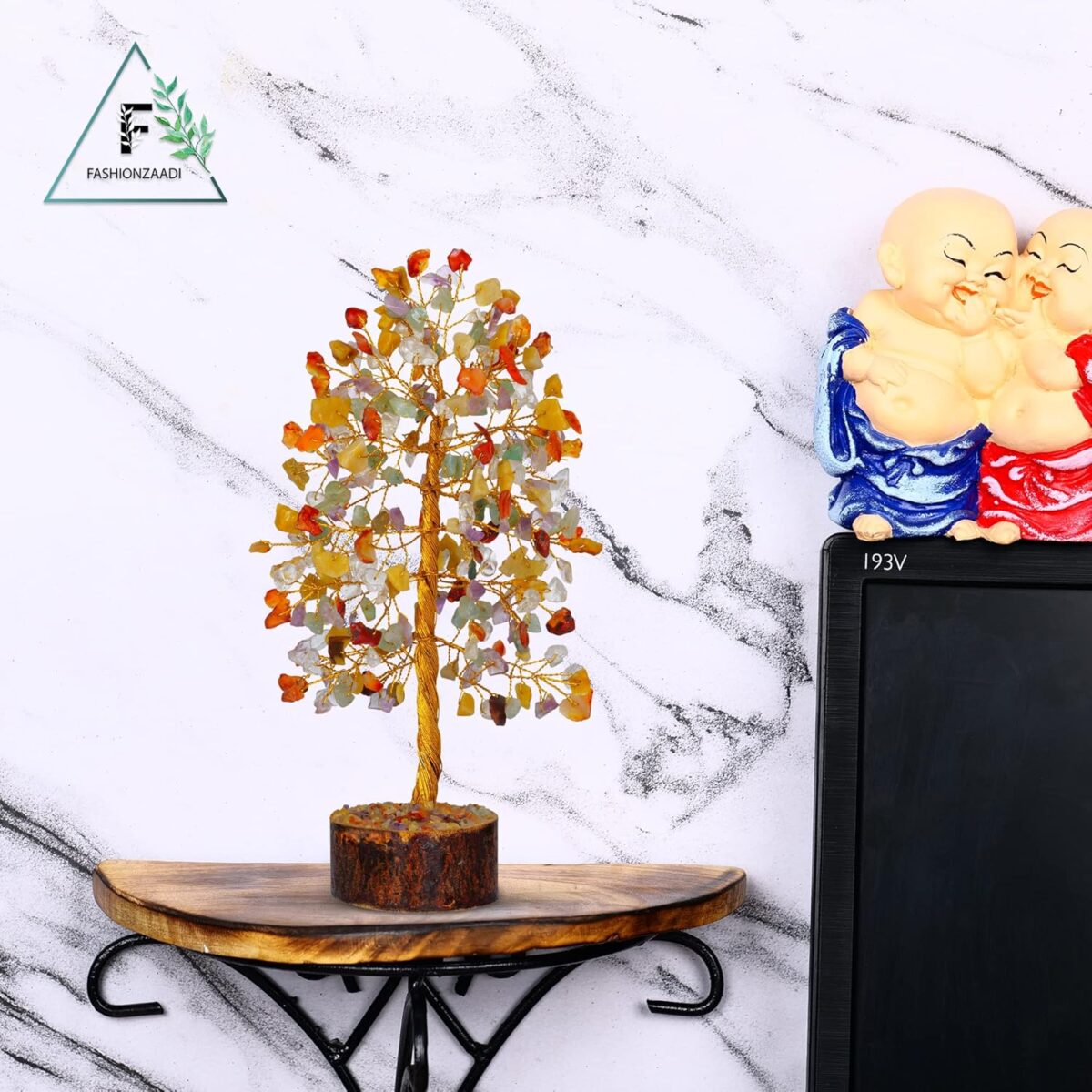 FASHIONZAADI Gemstone Money Tree Reiki Healing Chakra Balancing Handmade Bonsai Trees Spiritual Gift Aura Cleansing Good Luck Home Decor (Mix Chakra Golden Wire) - Image 4