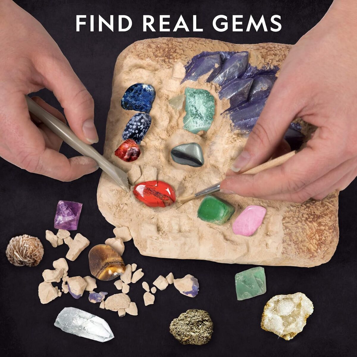 NATIONAL GEOGRAPHIC Mega Gemstone Dig Kit – Dig Up 15 Real Gemstones and Crystals, Science Kit for Kids, Gem Digging Kit, Gift for Girls and Boys, Mining Kit, Rock Collection - Image 2