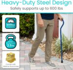 Vive Walking Cane Stick for Women, Men 600 lbs - Offset Handle, Balance, Fashionable Heavy Duty Bariatric 3/4 Inch Rubber Accessories for Seniors, Adults - Lightweight Stable Replacement Mobility Aid - Image 2