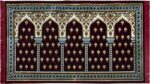 Modefa Turkish Islamic Prayer Rug - Multi Person Janamaz Sajada for Family or Mosque - Large Gathering & Group Praying Carpet - Wide Plush Velvet Praying Mat (Mihrab Red - 5 Person)