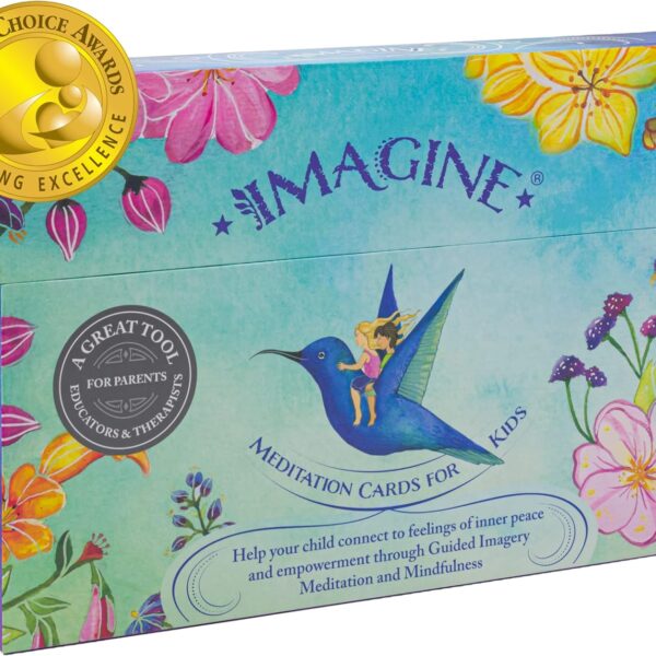Imagine Meditation Cards for Kids - Award-Winning Mindfulness kit of XL Cards with Calming Guided Meditations for Empowerment, Focus and Relaxation. Great for Parents, Teachers and Therapists.