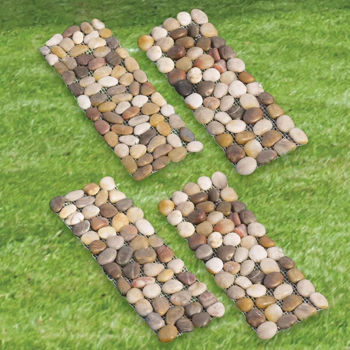 Collections Etc Outdoor Stone Landscape, Garden Border Path Mats, 12" L x 4" W - Set of 4 - Image 3