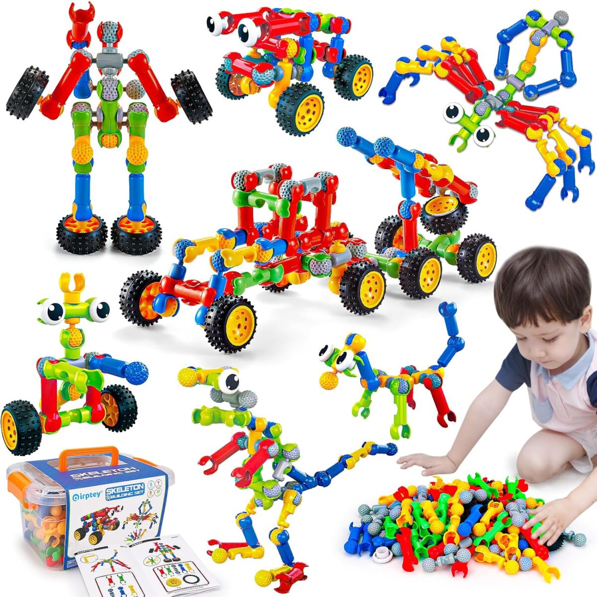 Kids STEM Building Toys for 3 4 5 6 7 8+ Year Old Boy Girl Birthday Gift, 125 Pcs Preschool Classroom Educational Building Blocks Stem Kits Activities Ages 3-5 4-8 5-7 6-8 Engineering Creative Games - Image 1