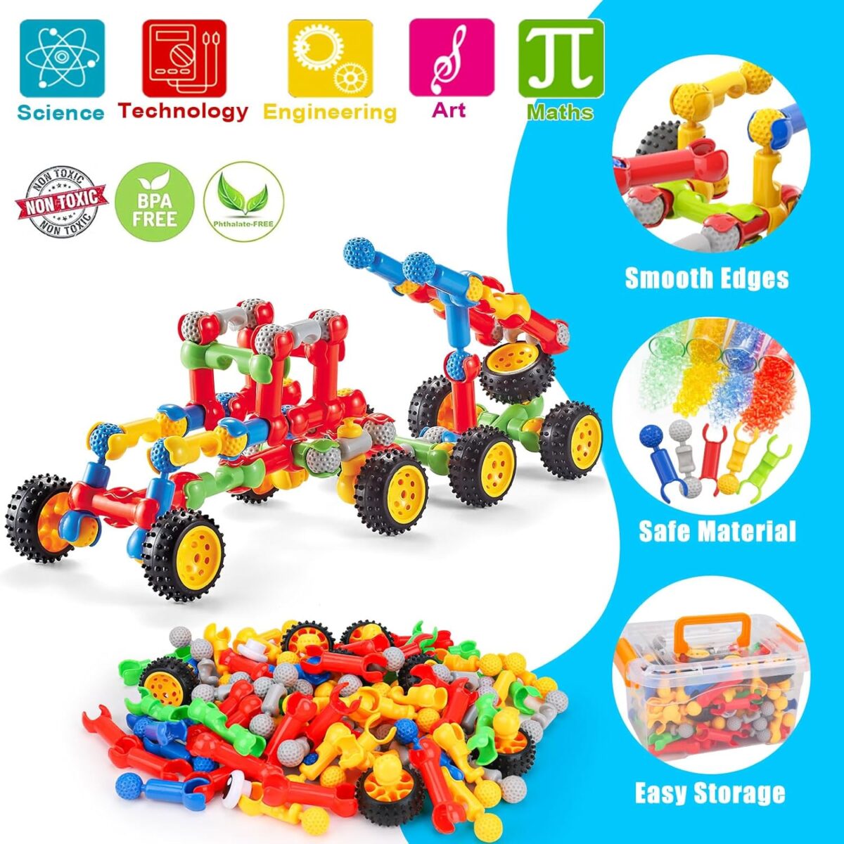 Kids STEM Building Toys for 3 4 5 6 7 8+ Year Old Boy Girl Birthday Gift, 125 Pcs Preschool Classroom Educational Building Blocks Stem Kits Activities Ages 3-5 4-8 5-7 6-8 Engineering Creative Games - Image 2