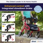 Drive Medical Nitro Sprint Foldable Rollator Walker with Seat, Standard Height Lightweight Rollator with Large Wheels, Folding Rolling Walker, Walker Rollator with Seat, Red - Image 2