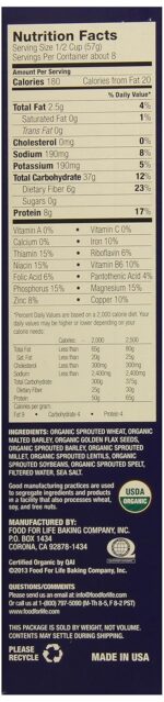 Food For Life Ezekiel 4:9 Organic Sprouted Grain Cereal, Golden Flax, 16-Ounce Boxes (Pack of 6) - Image 4