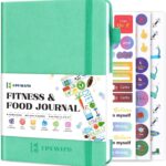 Food and Fitness Journal Hardcover Wellness Planner Workout Journal for Women Men to Track Meal and Exercise Count Calories Weight Loss Diet Training Weight Loss Tracker Undated Home and Gym