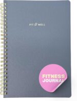 Kunitsa Co. Fitness Journal for Women - Track Workouts, Meals, and Weight Loss, Undated, Fits 120 Workouts, Dusty Blue, 6 x 8.5 Inches