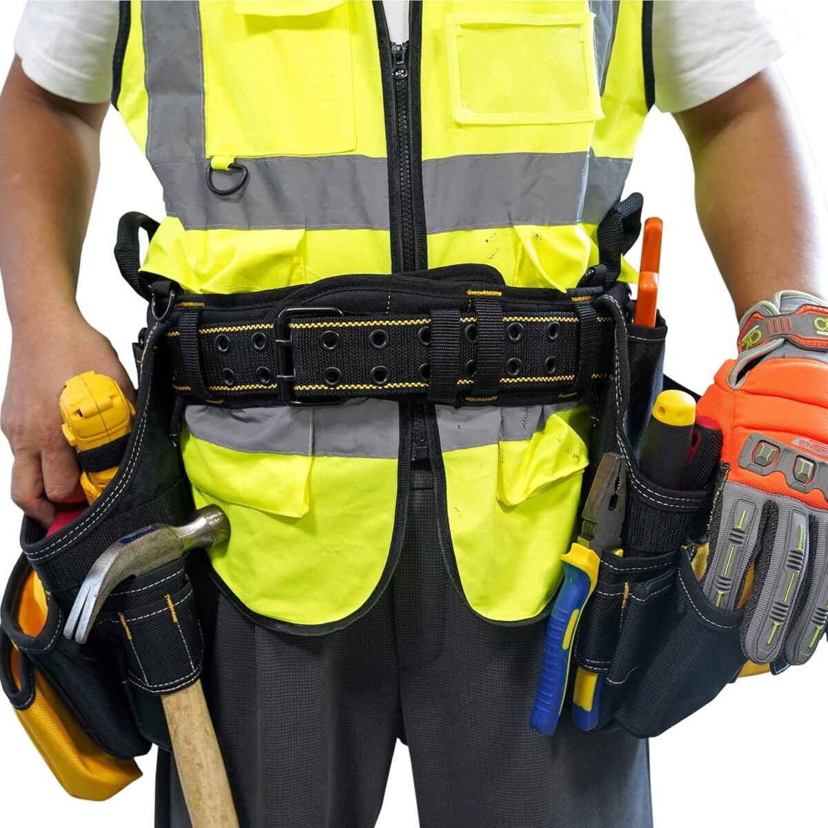 MELOTOUGH Padded Electrician Tool Belt Tradesman Pro Padded Tool Belt With Back Support Heavy Foam Padding Carrying Handle,4 Suspenders D ring hook (XXL) - Image 5