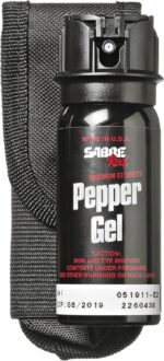 SABRE Tactical Pepper Gel With Belt Holster For Easy Carry, Maximum Police Strength OC Spray, Quick Access Fast Flip Top Safety, Tactical Design For Security Professionals, 1.8 fl oz