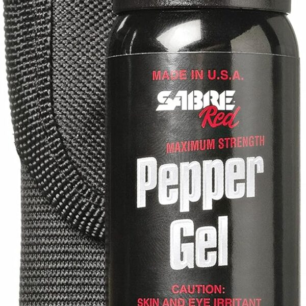SABRE Tactical Pepper Gel With Belt Holster For Easy Carry, Maximum Police Strength OC Spray, Quick Access Fast Flip Top Safety, Tactical Design For Security Professionals, 1.8 fl oz