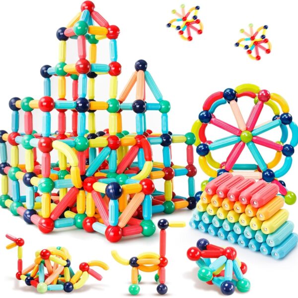 Magnetic Building Blocks STEM Educational Toy for Kids Montessori Learning Sticks and Balls Preschool Sensory Toys for Toddlers Gift for 3 Year Old Boys & Girls