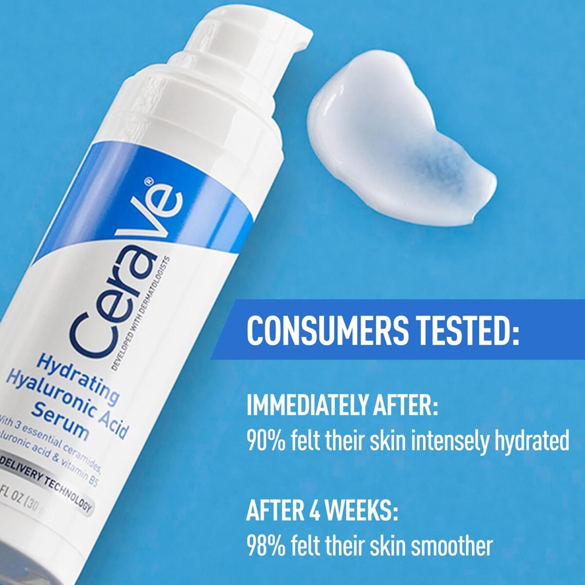 Cerave Hyaluronic Acid Serum for Face with Vitamin B5 and Ceramides, Hydrating Face Serum for Dry Skin, Fragrance Free, 1 Ounce - Image 4
