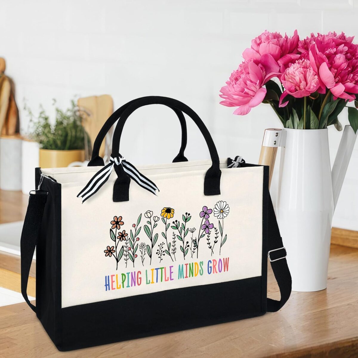 OASSIE Teacher Appreciation Gifts - Canvas Tote Bag 13oz With Zipper - Teacher's Day Birthday Thank You Gifts For Women - Image 4