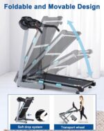 Treadmill with Auto Incline - 300 lb Capacity, 3.0HP Folding Electric Treadmill Up to 8.5 MPH Speed, Running Machine with 17.5" Wide Tread Belt and Bluetooth Speaker for Home Use - Image 7