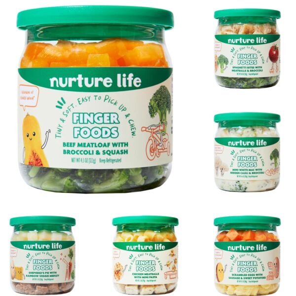 Nurture Life Finger Foods, Chicken, Healthy Stage 3 Baby Food, Ready to Eat Snack for Kids, Freshly Cooked, Made to Order, Ships Fresh in Refrigerated Box, 6-Meal Variety Pack