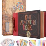 Our Adventure Book Scrapbook Album 11.9 X 7.6 Inch 80pages,3d Retro Embossed Letter Hard Cover Movie Up,Memory Book For Couples,DIY Album for Anniversary,Wedding,Travelling,Friends,Family,Couple Gifts