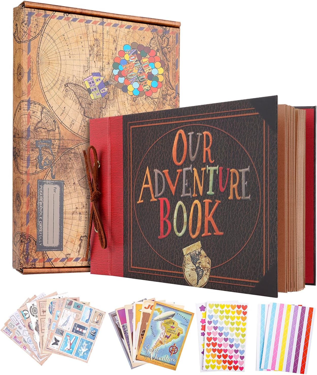 81RF1TwmkfL._AC_SL1500_.jpg Our Adventure Book Scrapbook Album 11.9 X 7.6 Inch 80pages,3d Retro Embossed Letter Hard Cover Movie Up,Memory Book For Couples,DIY Album for Anniversary,Wedding,Travelling,Friends,Family,Couple Gifts - Image 1