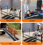 Portable Wheelchair Ramp 7FT, 84" L x 29" W Non-Skid Aluminum Foldable Handicap Ramps for Steps, 800lbs Capacity Threshold Ramps, Lightweight with Handle, for Home,Stairs,Doorways,Curbs (7FT) - Image 7